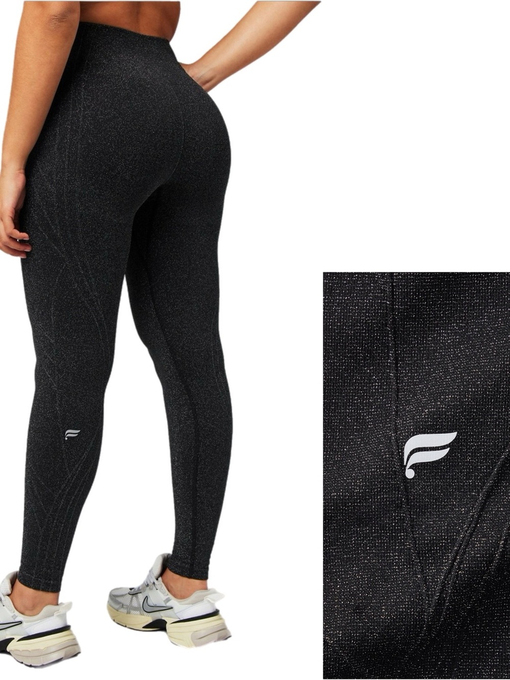Fabletics Seamless High-Waisted Legging Black Sparkle Large NWOT